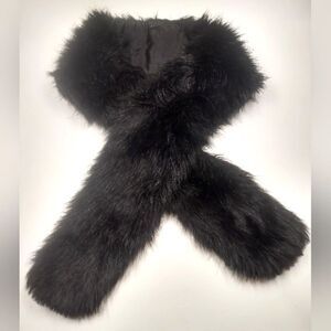 Faux Fur Mink  Long Winter Scarf with Satin Lining Vintage